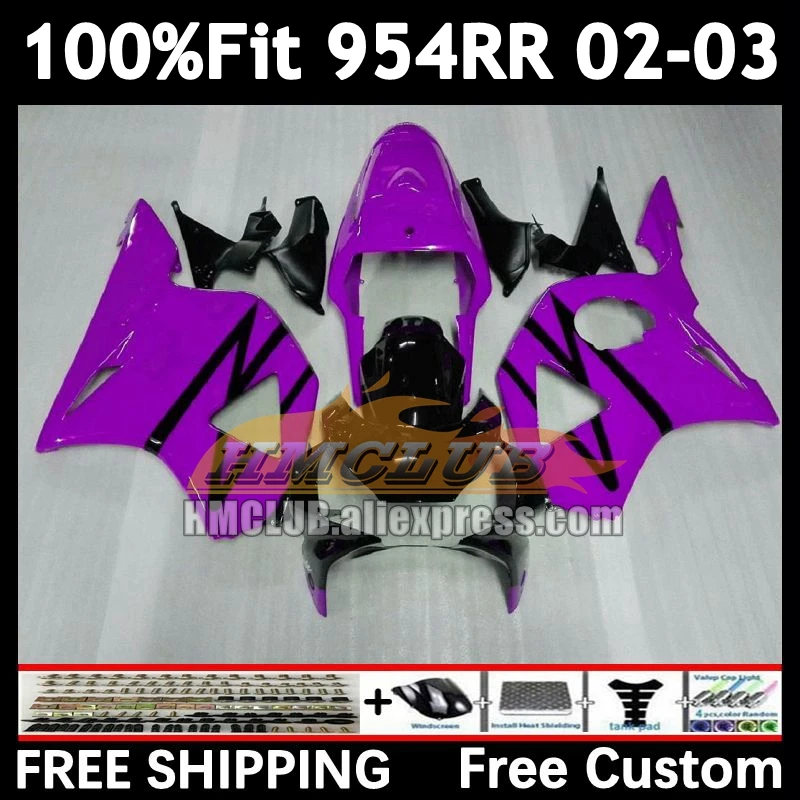 Injection Fairing For HONDA CBR900RR CBR 900 954 CBR900 CBR954 purple black RR 92No.98 CBR 954RR 02 03 CBR954RR 2002 2003 Bodys