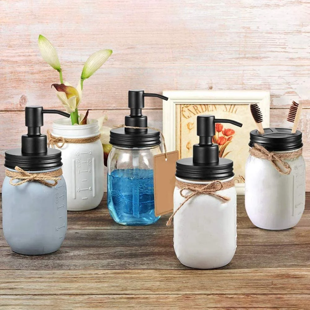 ABGR-4 Pack Mason Jar Soap Dispenser Lids With Pumps,Lotion Soap Dispenser Lids For 16Oz Regular Mouth Mason Jar Decor