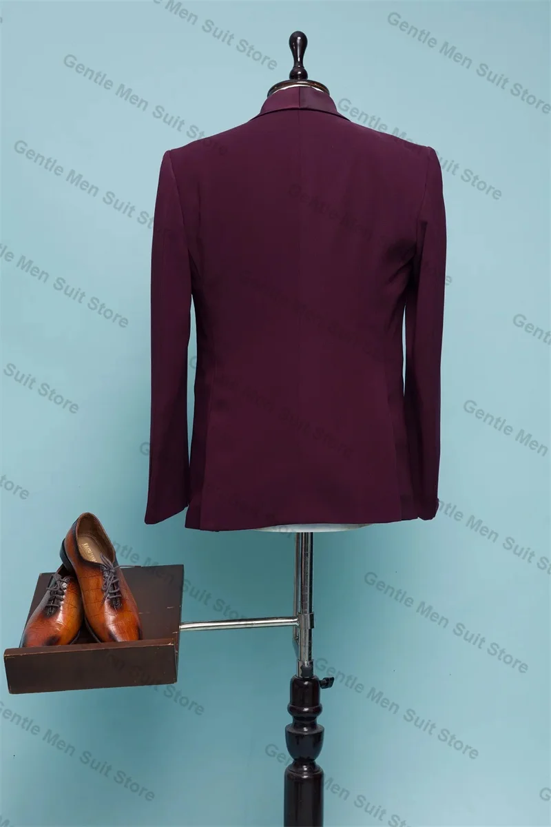 Ensemble de olympiques en coton bordeaux pour hommes, blazer et pantalon, tapis rouge de luxe, Rh, marié, mariage, smoking, manteau, veste sur mesure, fjl, 2 pièces