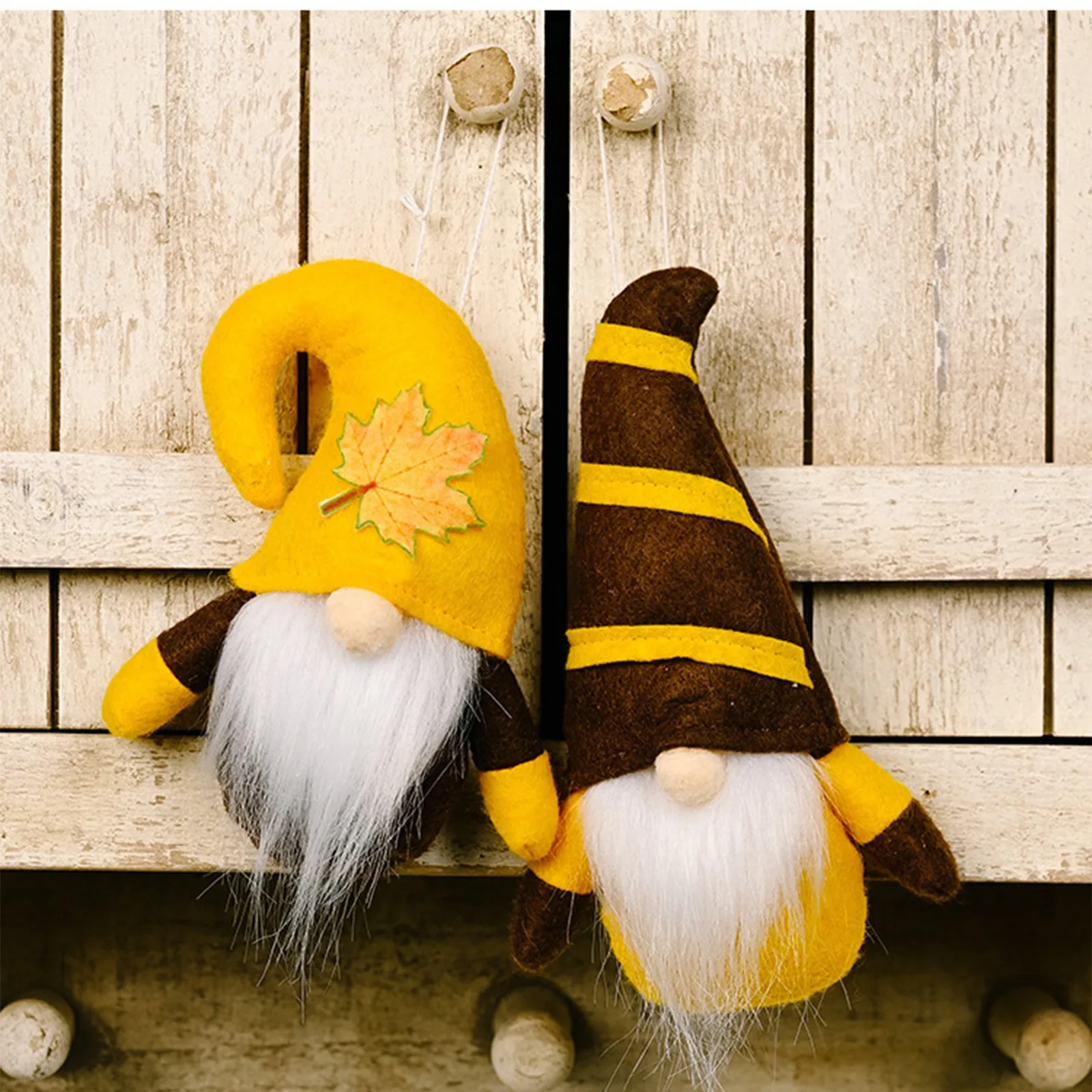 Desktop Figurines Autumn Maple Gnome Leaf Dwarf Wool Cloth Faceless Hanging Doll Pendant Home Decoration Accessories Kid Gift