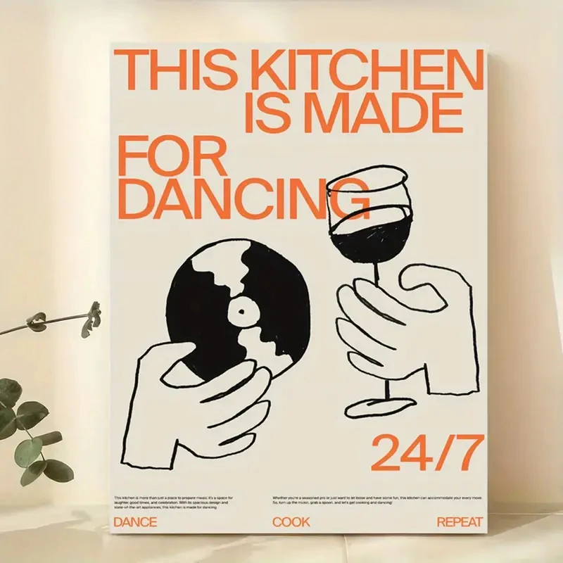 

Abstract This Kitchen Is for Dancing Canvas Prints Record & Wine Glass Wall Art Posters for Living Room Cafe & Bar Decor Cuadros