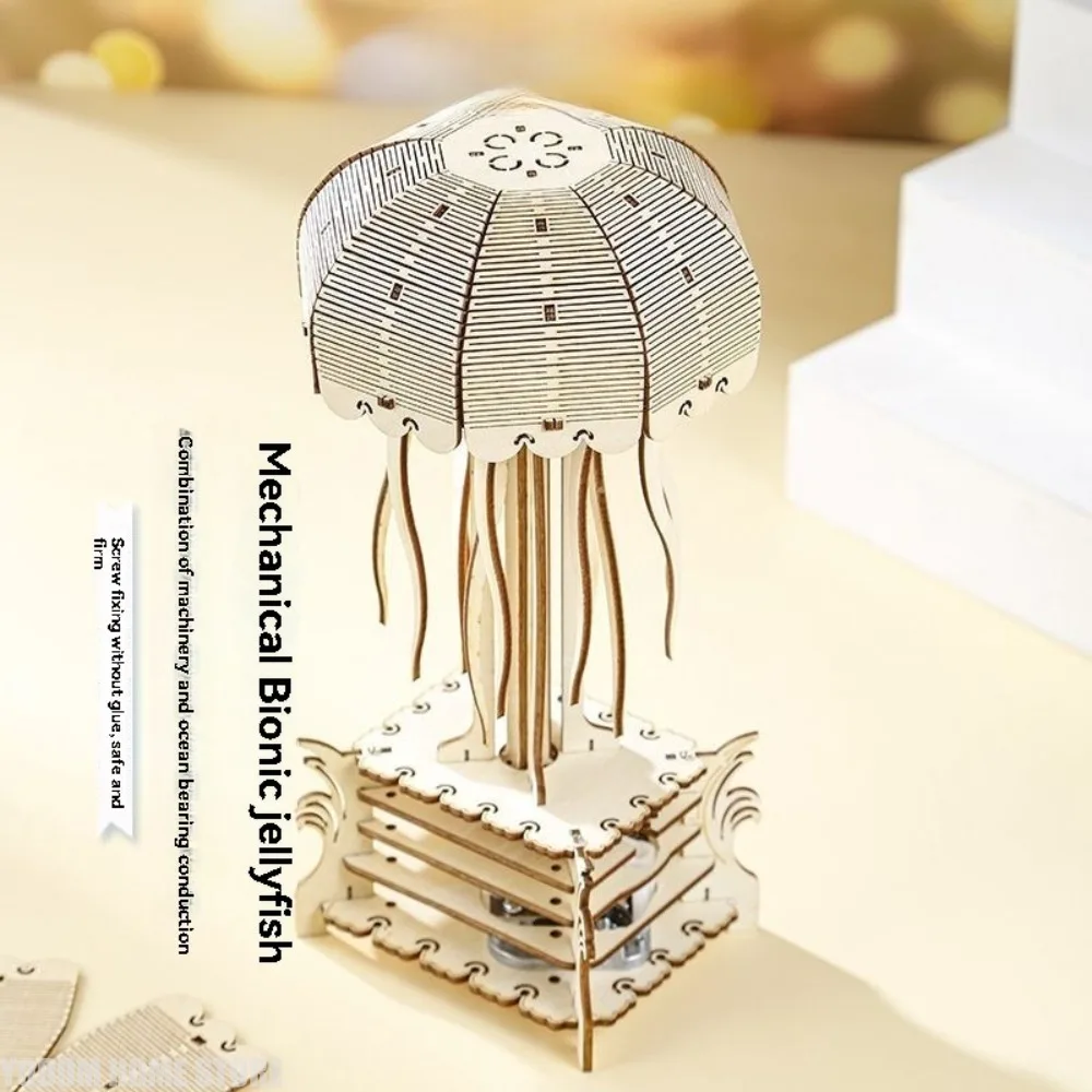 Handmade Wooden Jellyfish Automaton  Kinetic Sculpture Handcrafted Wooden Jellyfish Automaton Creative Moving Ornamen