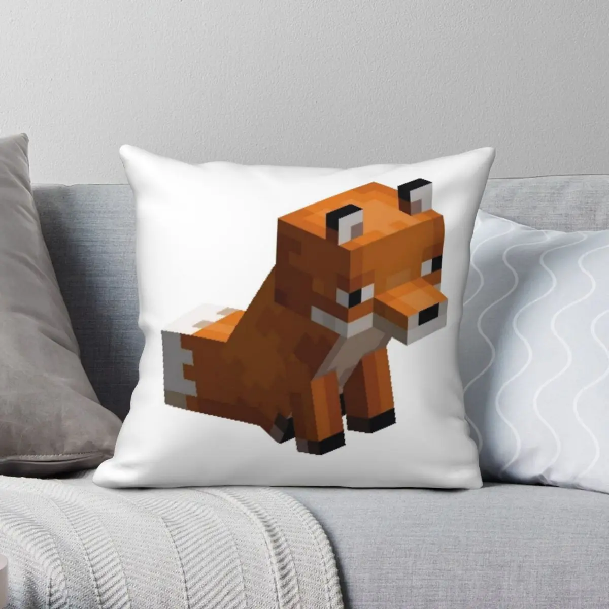 

Fox Sitting Square Pillowcase Polyester Linen Velvet Creative Zip Decor Home Cushion Cover 18"