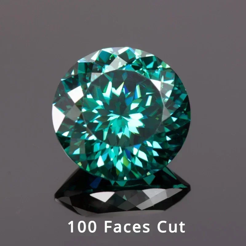 

Moissanite Stone Round Shape 100 Faces Cut Emerald Green Natural Colours with Certificate Charms for jewel making