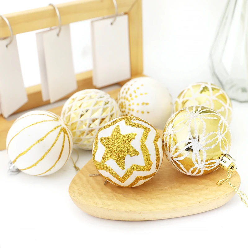 

30PCS/Set Gold&White Painted Shatterproof Christmas Balls Festive Wedding Hanging Ornament 2024 Christmas Trees Home Decor Props