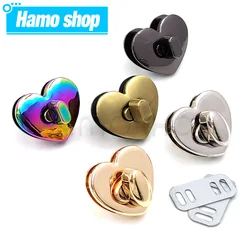1pc 30m/32mm Metal Heart Shape Turn Lock Clasp Buckles for Bag Purse Hat Decor Hardware DIY Leather Craft Purse Accessory