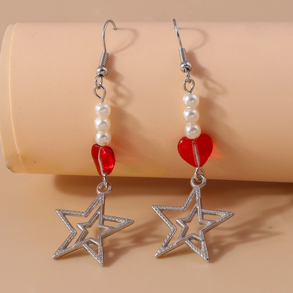 Ethnische Legierungs-Ohrringe mit Herzanhänger für Damen und Mädchen, Party- und Festival-Schmuck, Geschenke – Detail 37