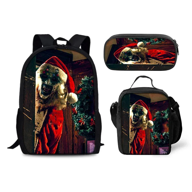 

CyTerrifier Clown Backpack Schoolbag Lunch Bag Pencil Case Set for Kids Students