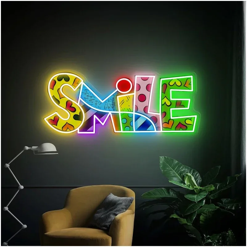 custom art neon smile face sign led neon light decoracao da parede smiley face sinais quarto quarto das criancas decoracao do casamento 01