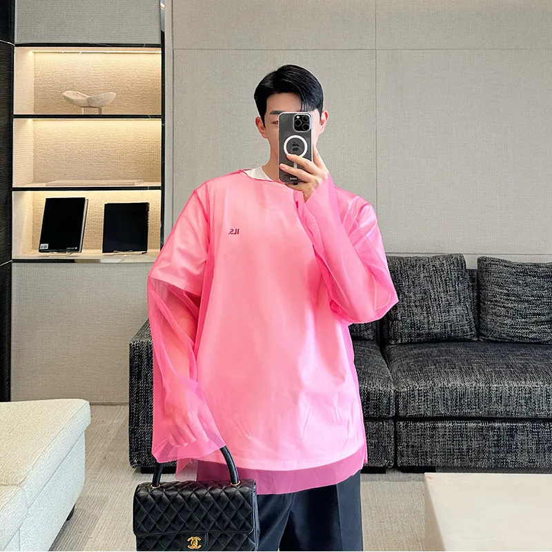 

See-tough Long Sve Dance Top Me Base irt ex Pink Sexy Cover-up Sun Protection Faionable Outerwear for Teens