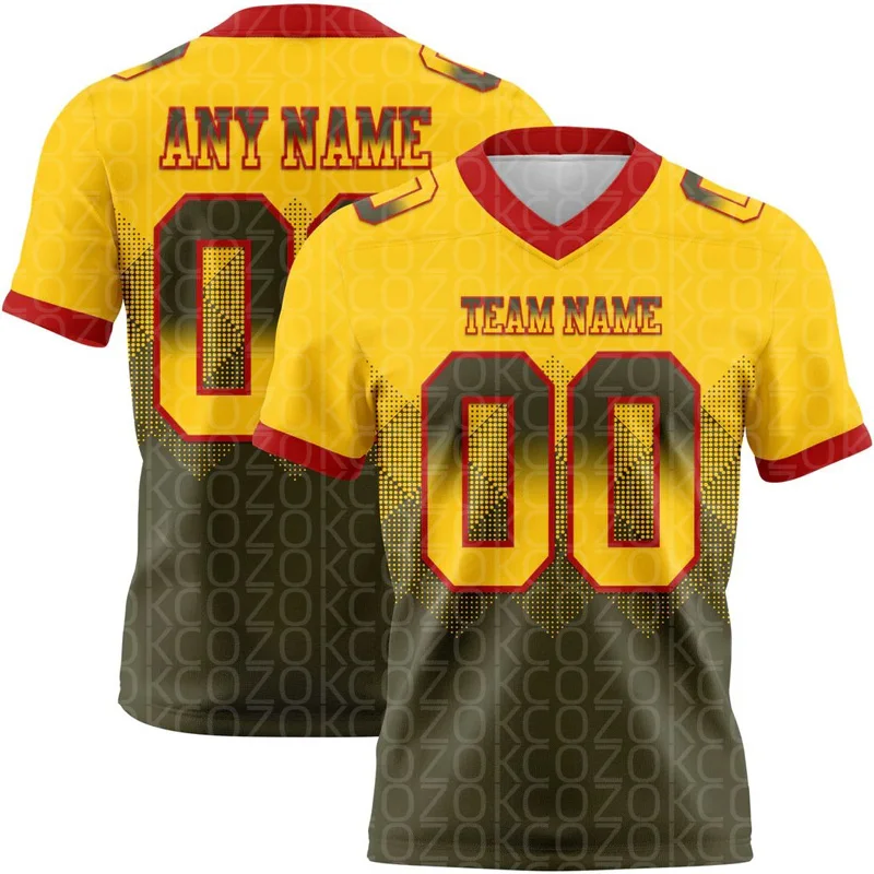 Yellow Customized Color Football Jersey for Men Football Short Sleeves Athletic Tee Shirts