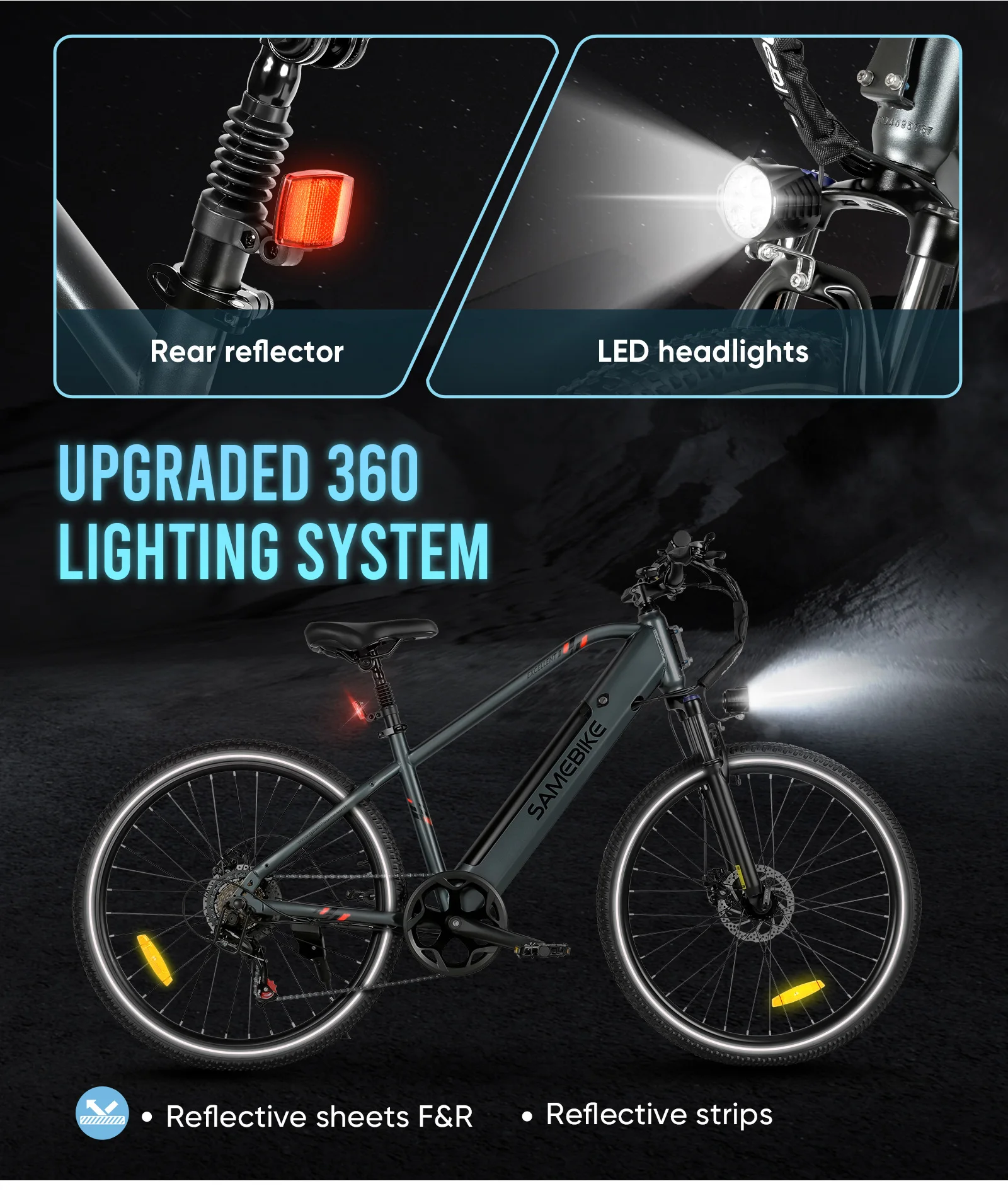 Samebike 27,5 Zoll Elektrofahrrad RS-A01MAN 36V15Ah Lithium-Batterie Motor E-Bike 7-Gang-Schaltung Elektrisches Mountainbike – Detail 12