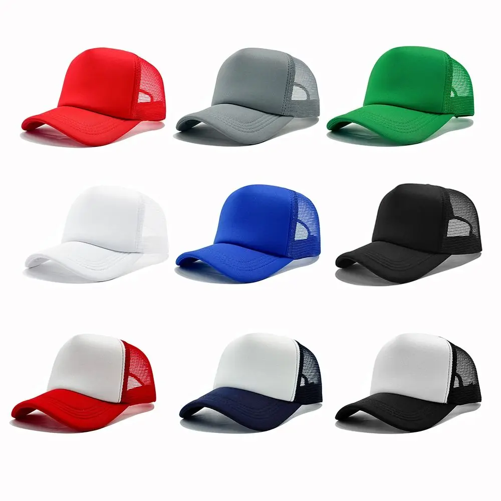 Fashion Adjustable Baseball Cap Mesh Solid Color Snapback Hats Breathable Trucker Cap