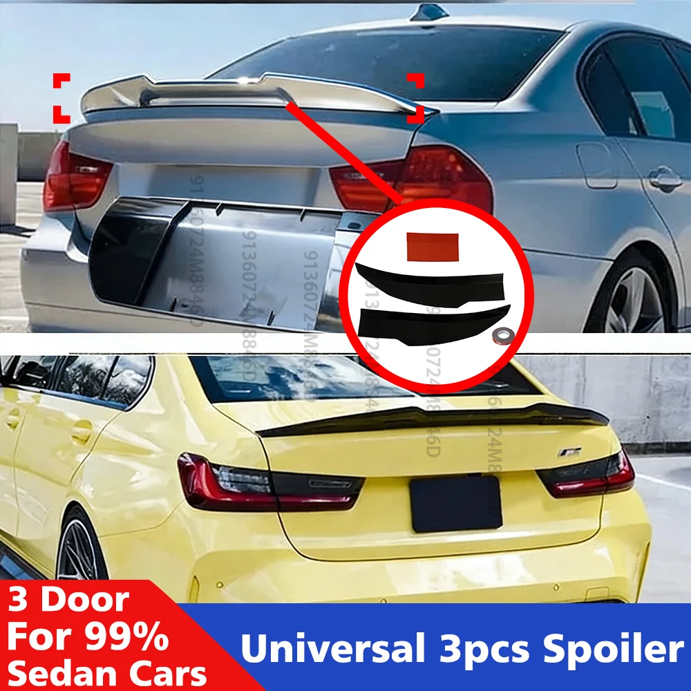 

Car Spoiler Rear Wing Universal Adjustable 117-127cm for Sedan Trunk Lid 3PCS Set DIY Street Style Modification Auto Accessories