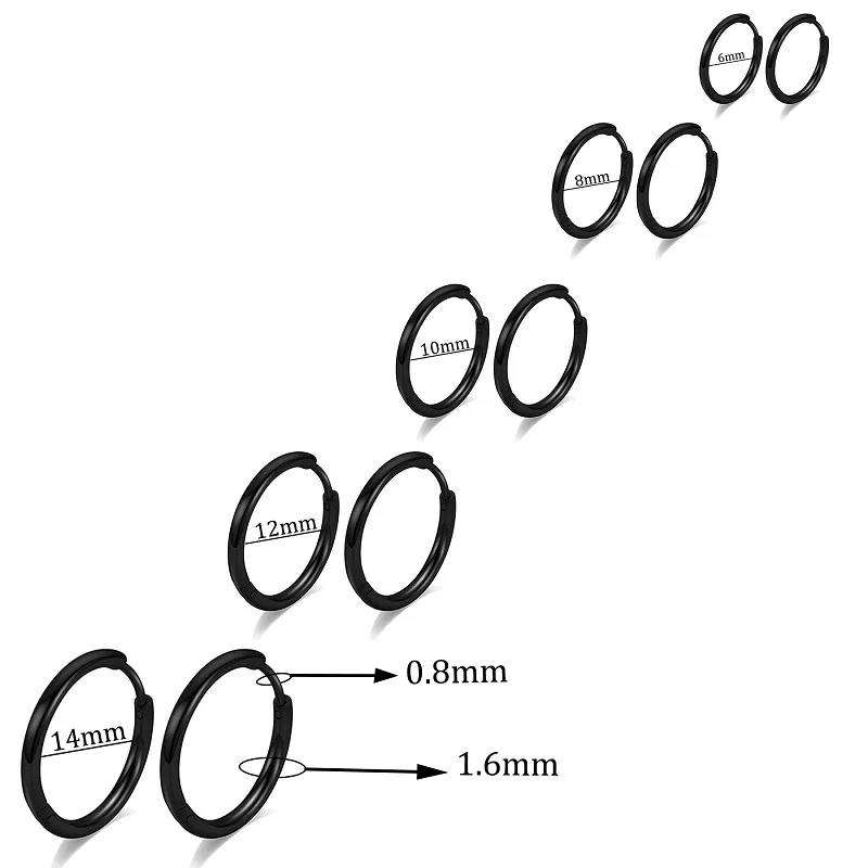 1,6 mm einfache chirurgische Edelstahl-Huggie-Creolen für Damen und Herren – Knorpel-Ohrpiercing-Schmuck – Detail 1