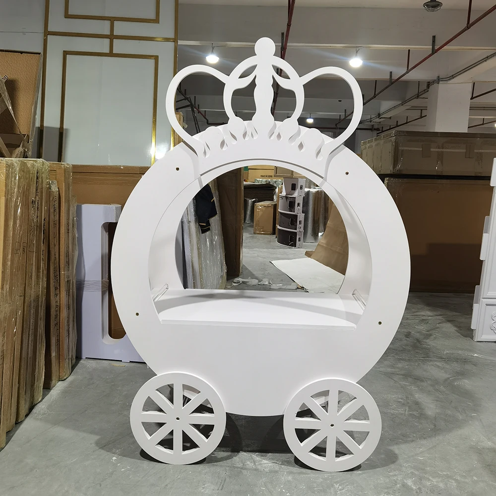 Candy Bar Cart with Wheels, Carrinho de algodão doce, Custom, PVC, Branco, Pequeno, Sobremesa de festa de casamento, Venda quente