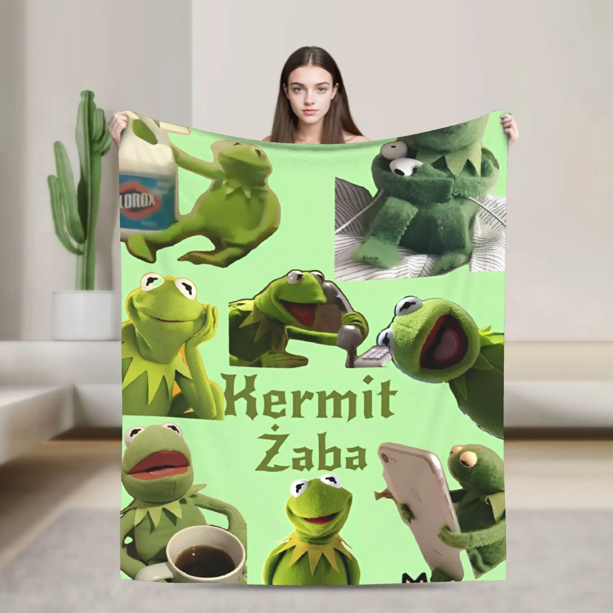 كيرميت بطانية الضفدع الصوف مضحك الدافئة رمي البطانيات للمنزل الشتاء، #1