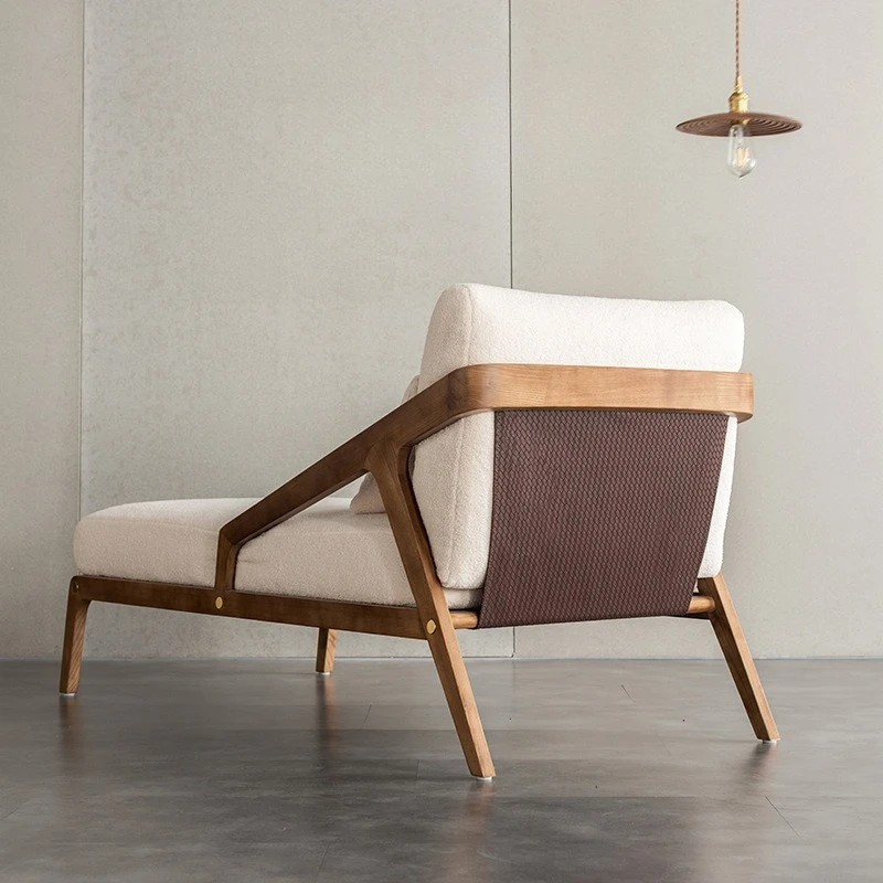 Nordic living room home, solid wood recliner, simple and modern