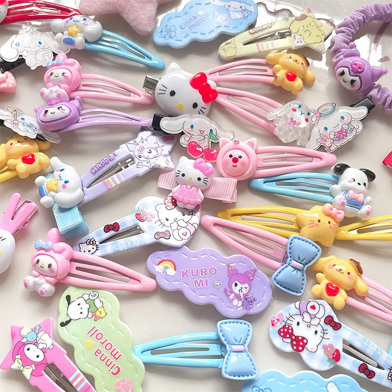 2024 Sanrio Hello Kitty fermaglio per capelli 21 pezzi fermaglio per capelli Hello Kitty 50 accessori per l'anniversario capelli ragazze Kawaii Kuromi Things