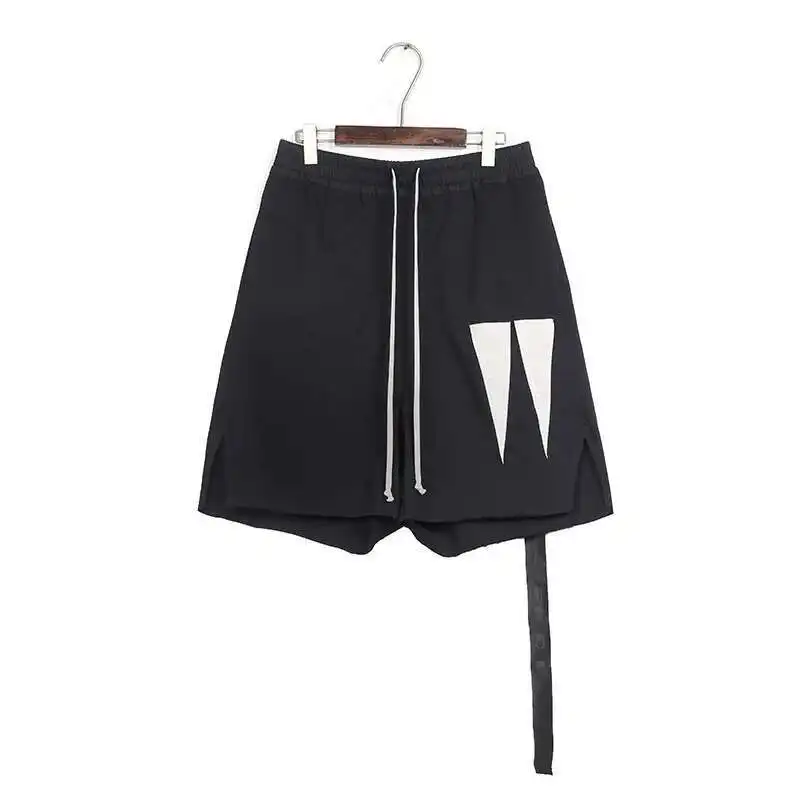 HKSH Spring Summer New Tide Men's Dark RO Style Capris Forked Edge Casual Half Length Pants Chic Cotton Streetwear Shorts HK2299
