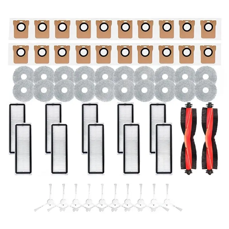 

Запасные части и аксессуары AB43 для роботов-пылесосов Xiaomi X10+ / X20+ / X20 Plus: основная и боковые щетки, HEPA-фильтр, салфетка для влажной уборки, мешок для сбора пыли