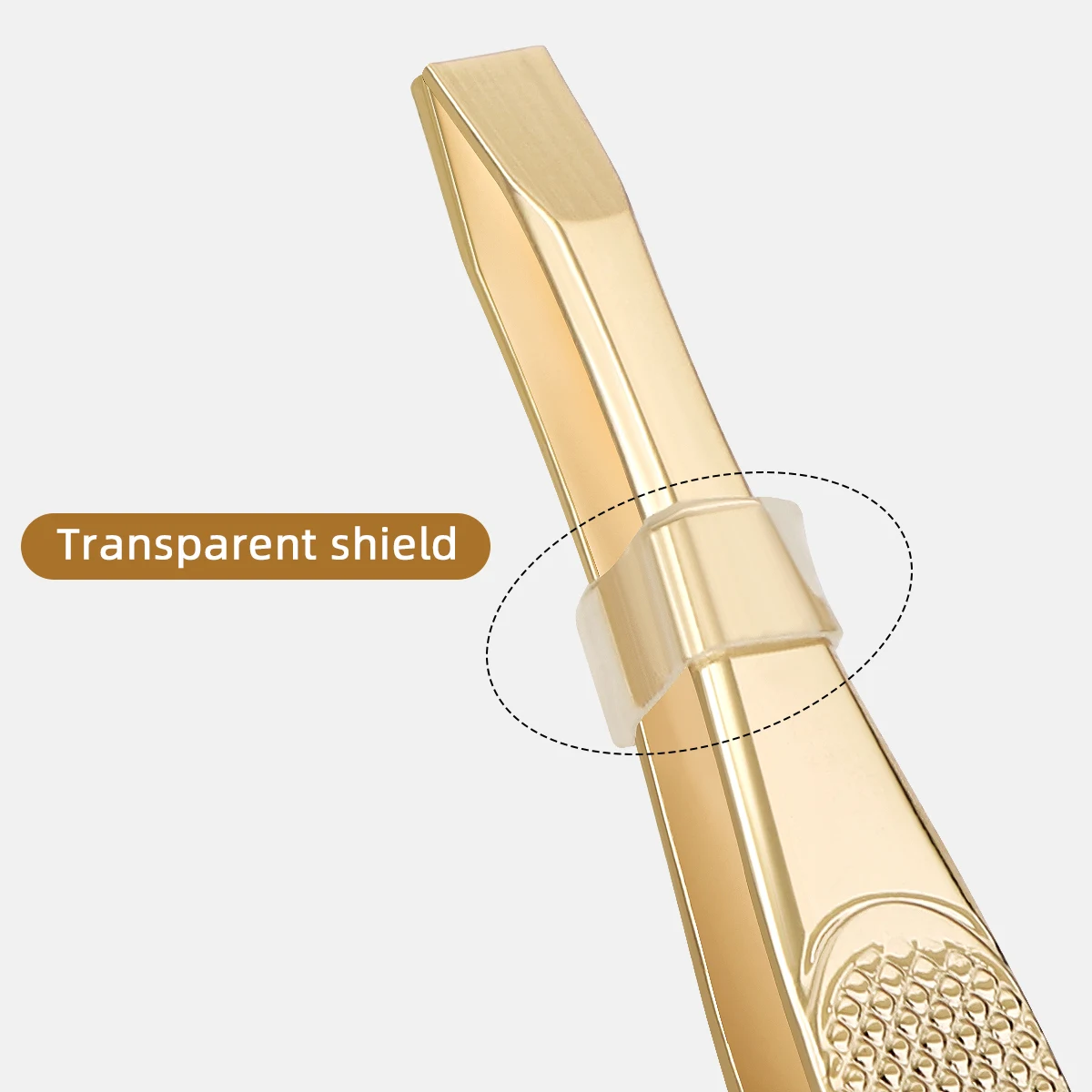Eine goldene Edelstahl-Augenbrauenpinzette, mit flachem und schrägem Design, Pinzetten-Werkzeug zum Zupfen von Augenbrauen und Bart, Unisex. – Detail 5