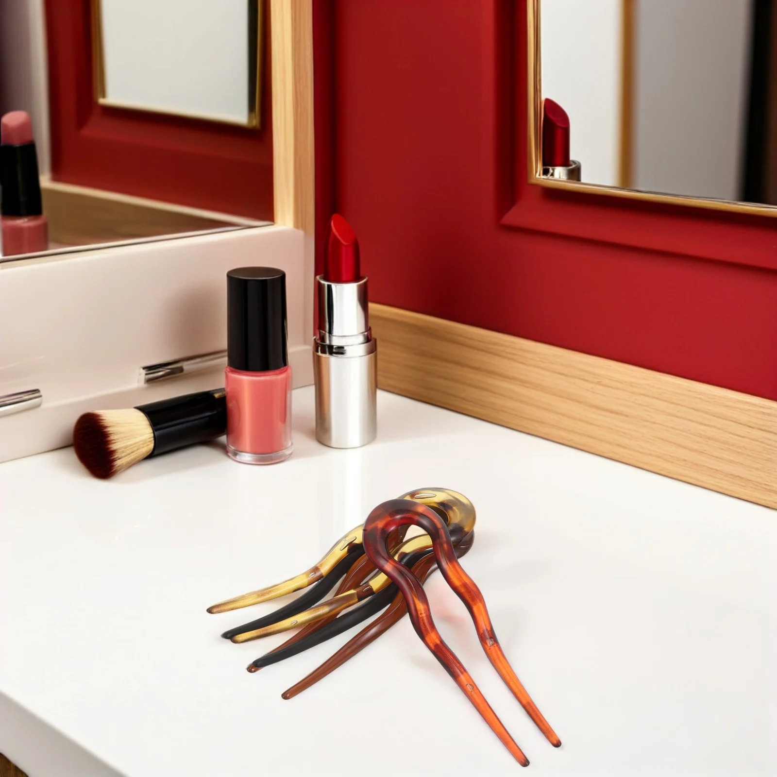 

4 шт. U-образная вилка, винтажная заколка-шиньон с леопардовым принтом, ретро-палочка для волос для женщин, создатель булочек в азиатском стиле, французская U-образная булавка для волос