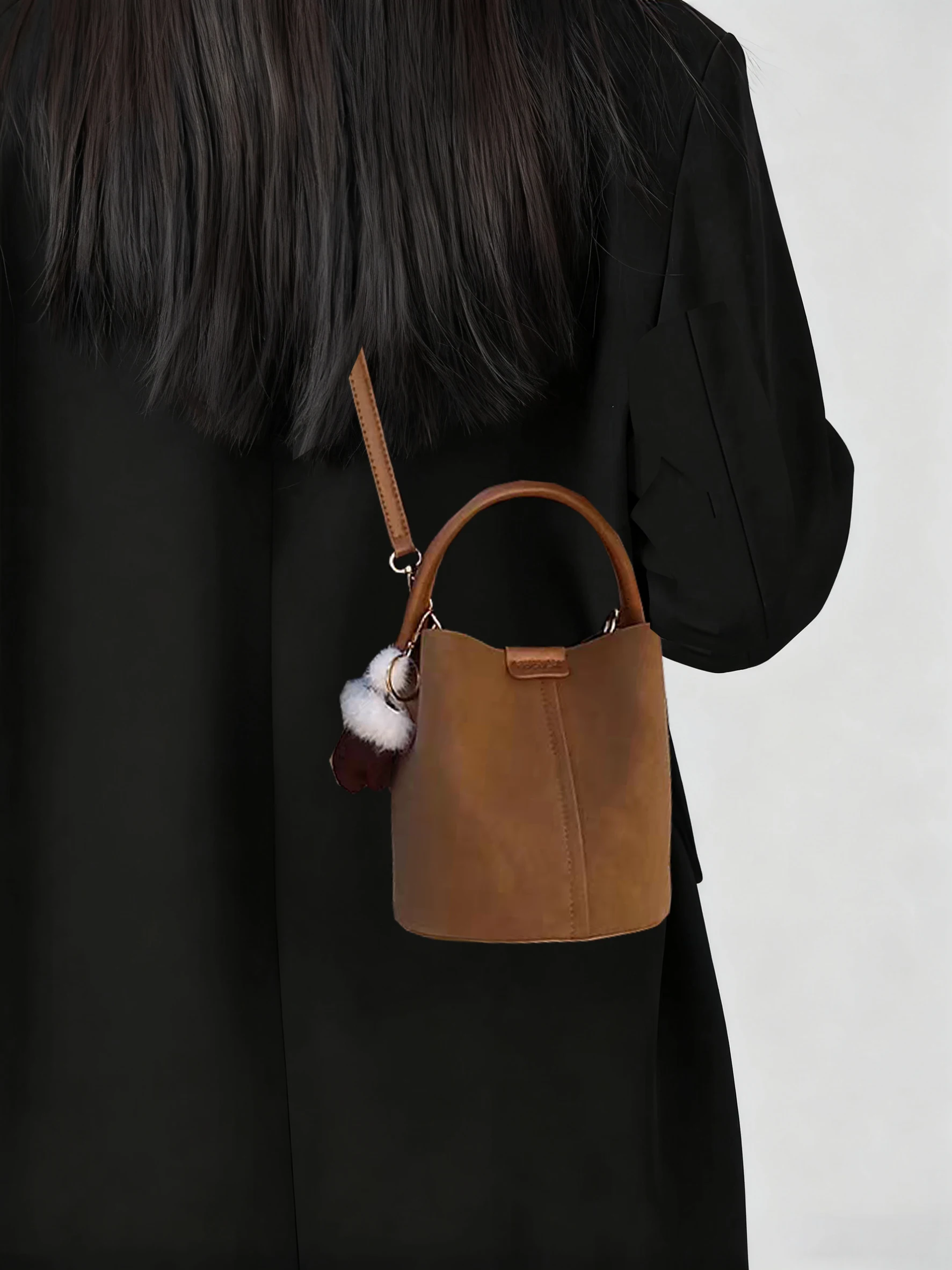 

Коричневая женская ручная сумка-ведро Ele, новинка 2025, осень-зима, высококачественная легкая роскошная женская сумка через плечо