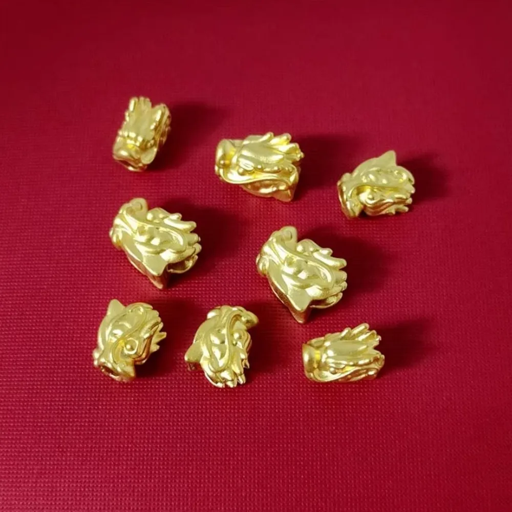 

1PCS Real Pure 999 24K Yellow Gold Bead Bless Lucky Dragon Head Small Pendant 0.29-0.33g