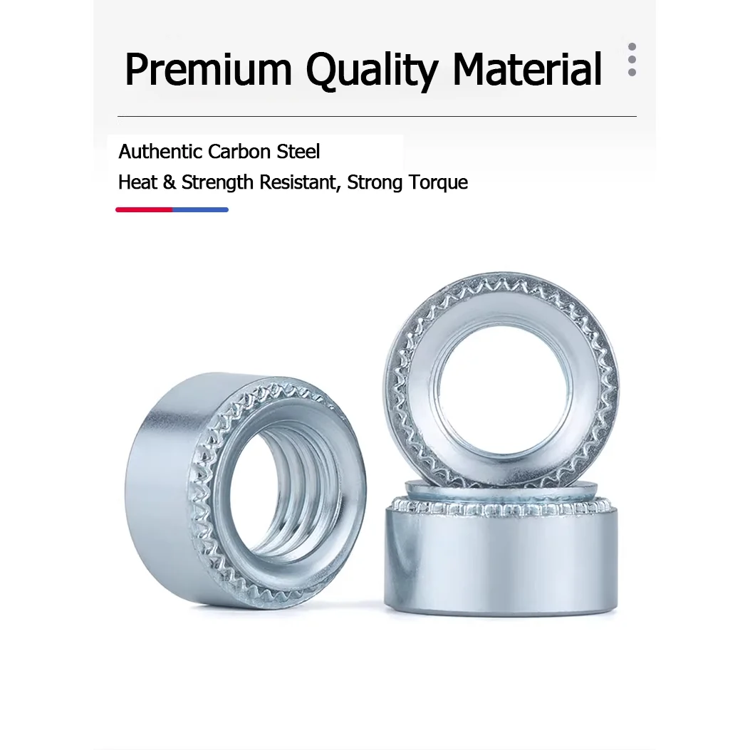 100 Pieces Galvanized Self-Clinching Nuts, Sizes M2 to M12, High Strength Sheet Metal Fasteners, Industrial Grade