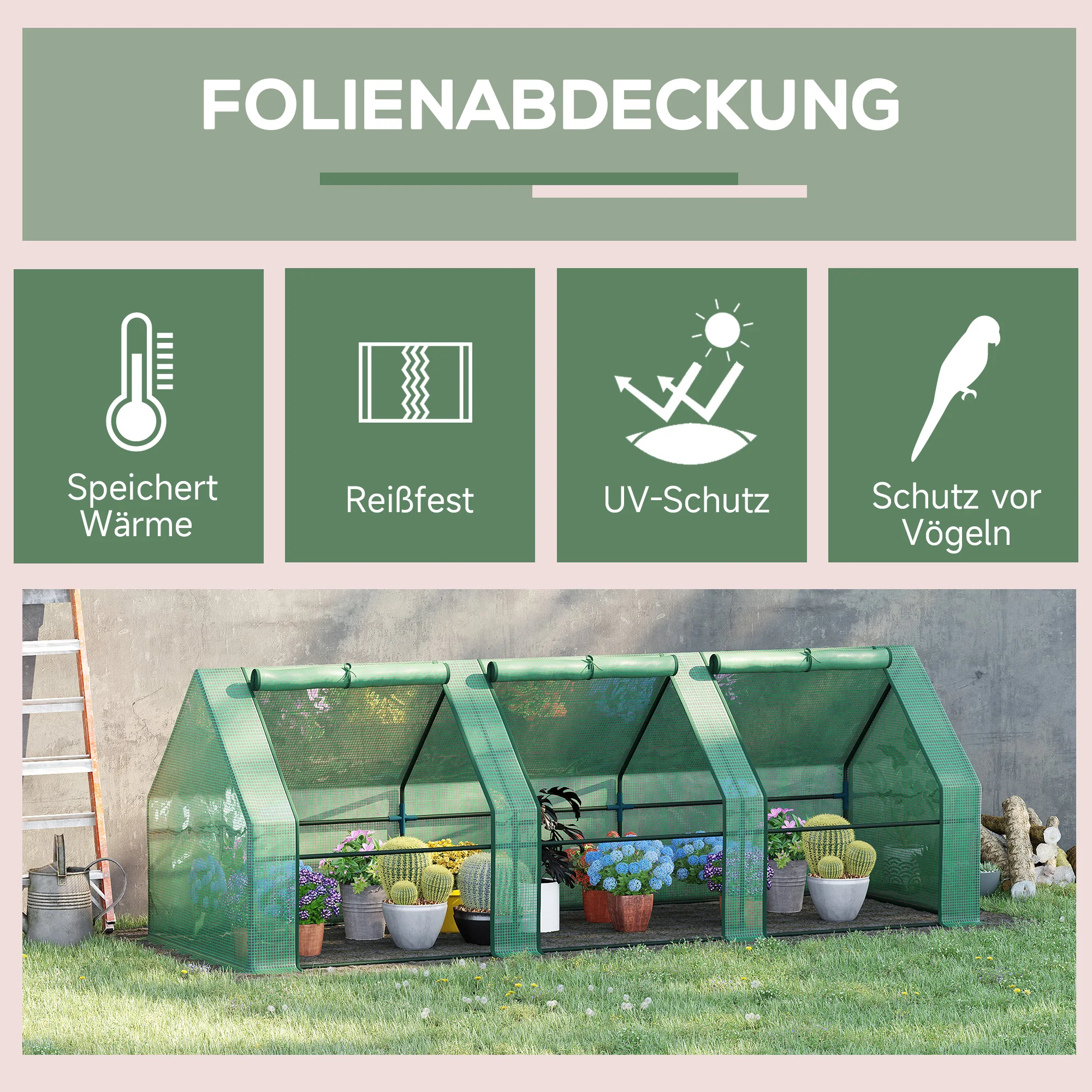 Outsunny Gewächshaus Frühbeet Pflanzenhaus Foliengewächshaus Tomatenhaus Ansicht 3