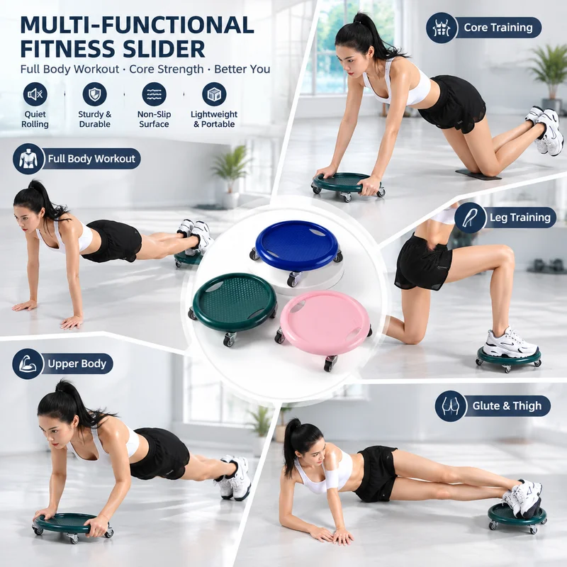 Silent Four Wheels Ab Slide Board Home Gym Abdominal Training Disc Men Women Core Trainer Waist Vest Line Fitness Equipment Gift
