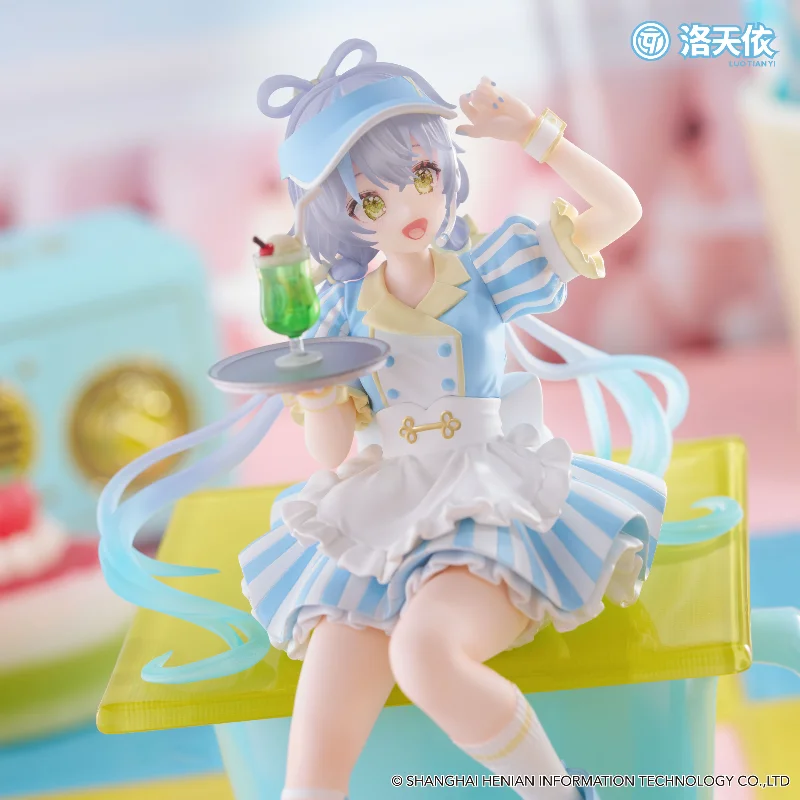 Figura de anime original Cantor virtual Luo Tianyi Garçom Ver. Postura sentada figura de ação modelo ornamentos de mesa presentes