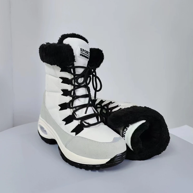 Winter Women\'s Plush Fashion Cotton Shoes Large Platform Anti Slip Snow Boots Outdoor Work High Quality Comfortable Calf Boots