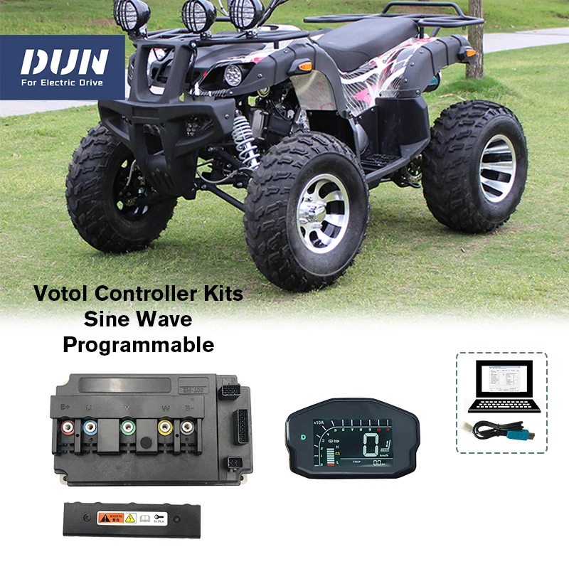 DUN/VOTOL EM100 2KW-3KW Brushless DC Controller EM-100 with DKD Speedometer For QS Spoke Wheel Hub Motor or Mid Drive Motor