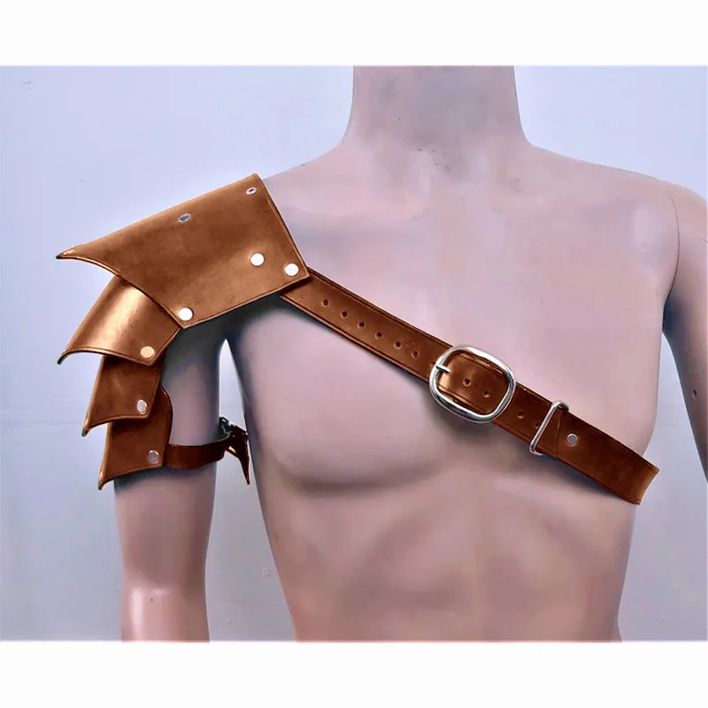Medieval Viking Knight Gladiator Shoulder Guards Armor Pirate Cosplay Costume Steampunk PU Leather Harness Pauldron Men Women view 4