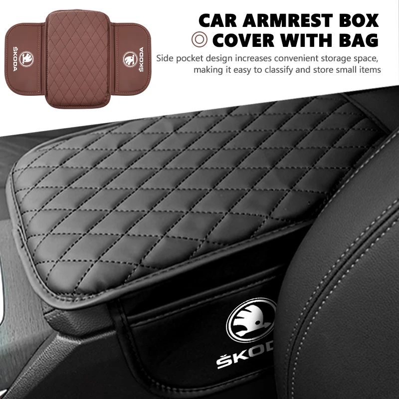 For Skoda Universal Car Center Console Protector Cover Armrest Box Cushion Arm Rest Mat Rapid Octavia Derivative Enyaq-iV view 4