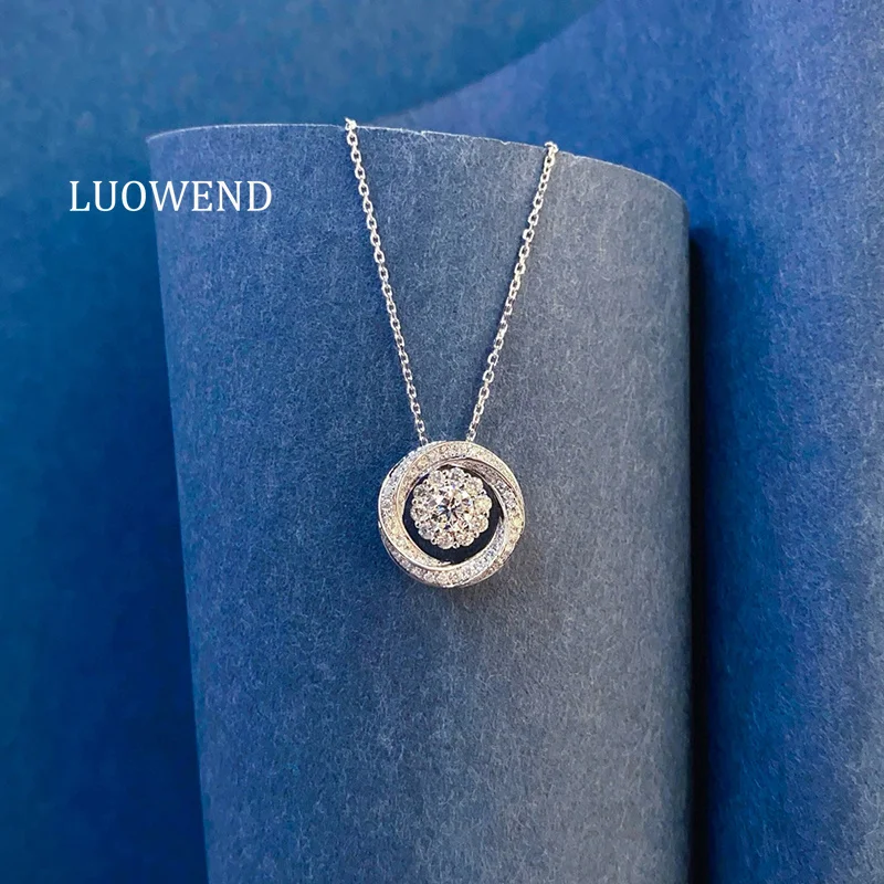 

Ожерелье LUOWEND из 100% белого золота 18 карат, романтичное, элегантное, с подвеской из натурального бриллианта, для женщин, высококачественные ювелирные украшения для вечеринок