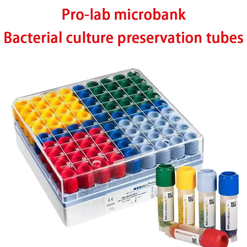 Pro-Lab Microbank Bacterial Culture Preservation Tubes PL.170/M,5 Colors Cryogenic Vials for Laboratory Cell Storage, 80Pcs/Box