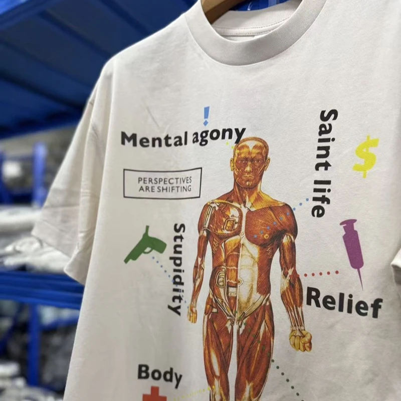 2026ss Saint T-shirt Summer Women's Men's Letter Print Pattern Round Neck Hip Hop Short Sleeve Tee Tops