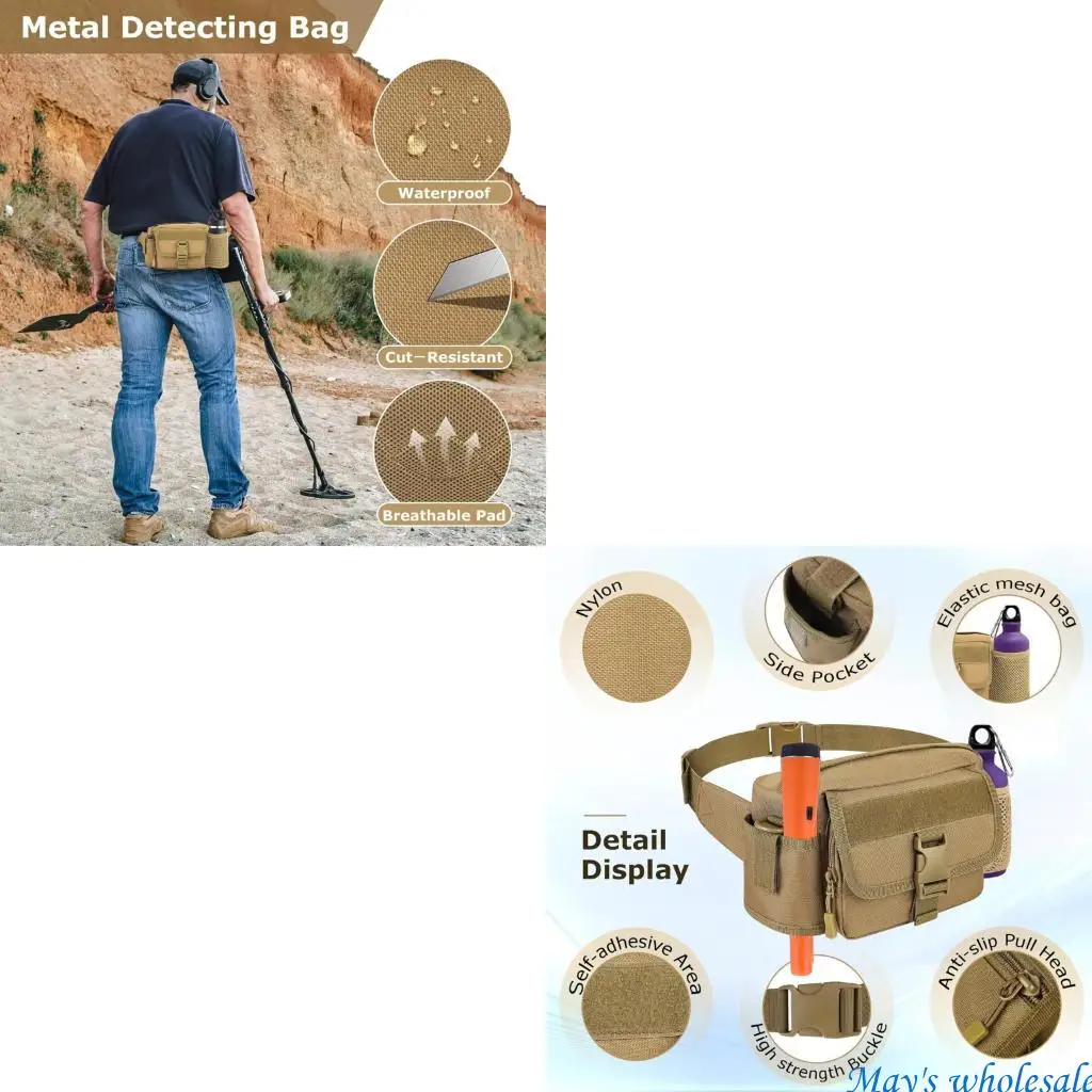 Waterproof Metal Detector Waist Bag With Adjustable Belt Elastic Kettle Sleeve For Outdoor Treasure Gear 448A