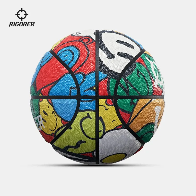 RIGORER Adult bizarre smiling face PU basketball Professional competition ball Full spherical particles with