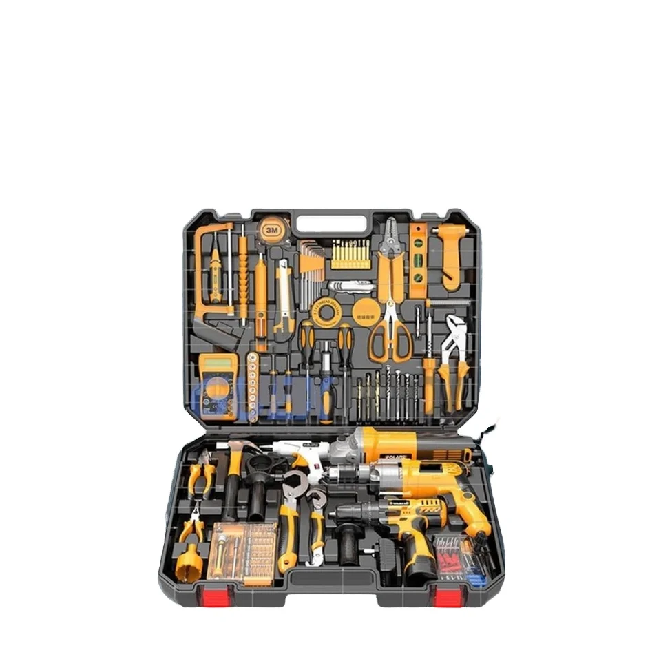 Professional Multifunctional Household Hardware Kit Durable Home Repair Combo Set Nail Gun Electrician's Set Hard Case Home Set