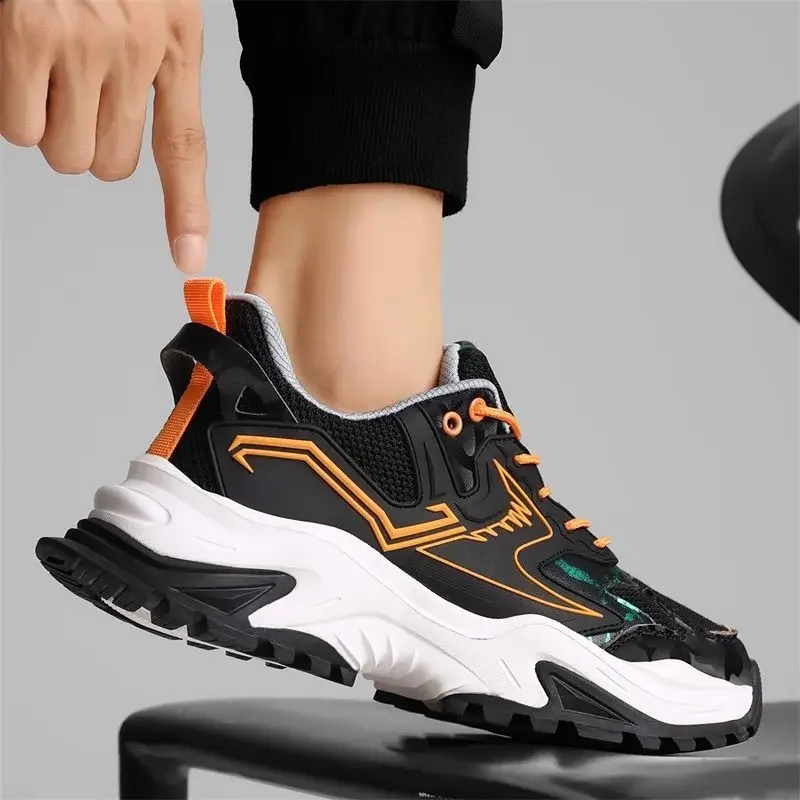 Chaussures de sport en maille respirante pour hommes, chaussures de course à lacets, résistantes à l'usure, confortables, décontractées, tendance de la mode, 2024