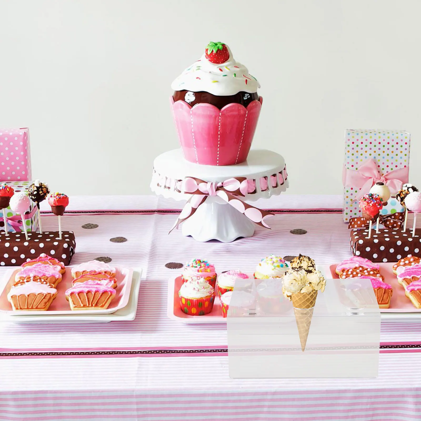 

Ice Cream Display St Acrylic Cone Holder for Egg Roll Sushi Rack Stable Base Material Dessert Reception