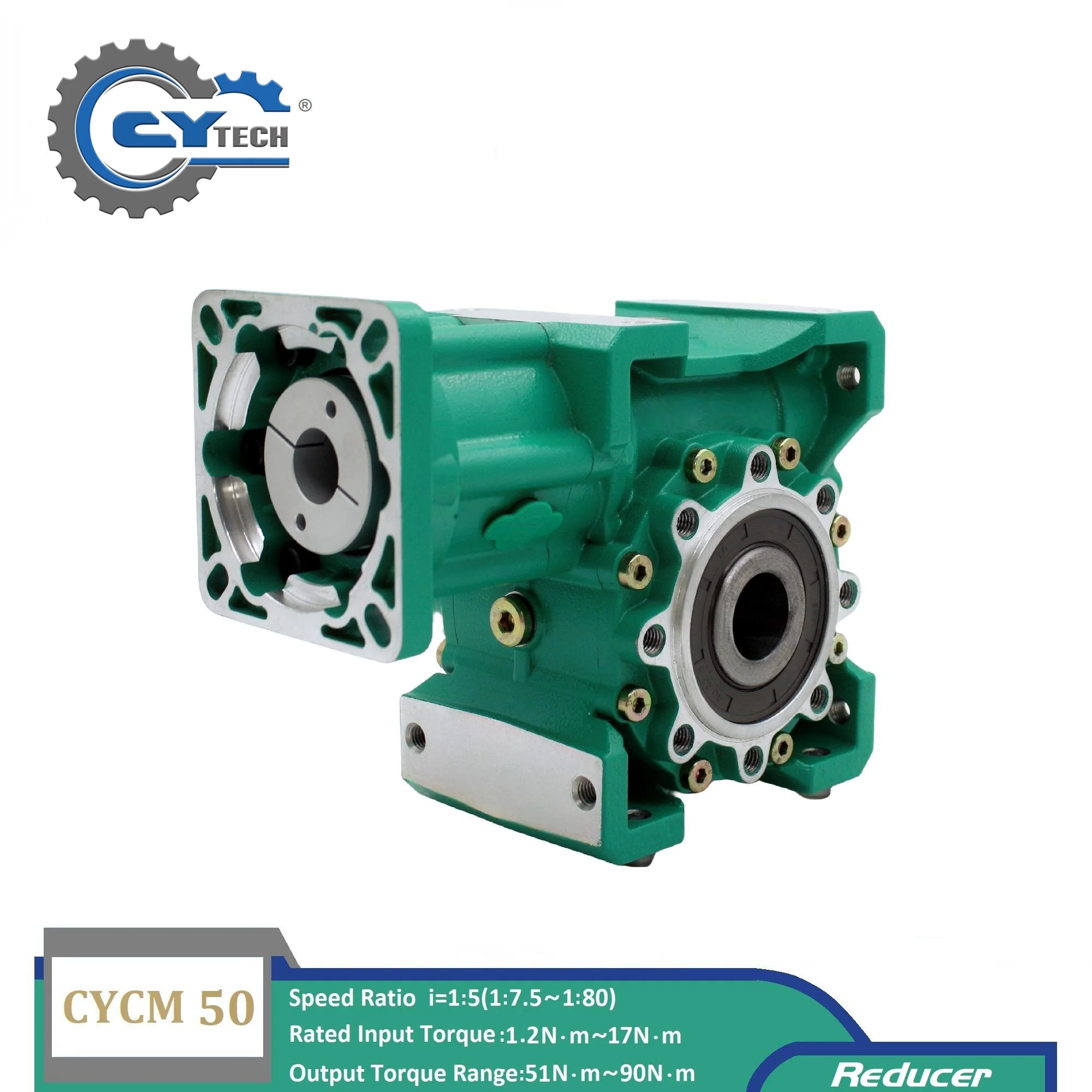 CHENYUE High Precision Worm Gearbox CYCM50-VS Servo Input shaft14/19/20/22mm Output25 Ratio5:1/80:1 Servo Motor Free Maintenance