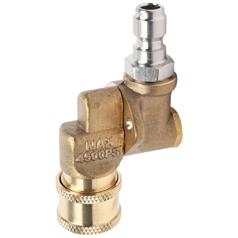 Quick Connecting Pivoting Coupler 180 Degree With 5 Angles And Safety Lock For Pressure Washer Spray Nozzle, Max 5000 PSI, 1/4 I