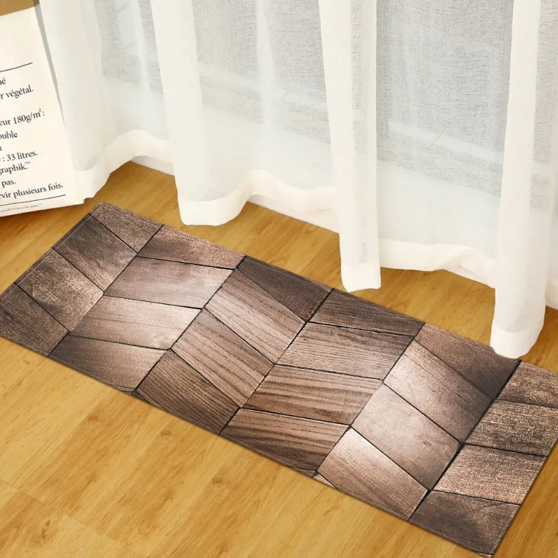 Lange Matte, Vintage-Holzmaserung, Collage, rutschfeste Bodenmatte, weich, verschleißfest, geeignet für die Dekoration von Küchen und Flure