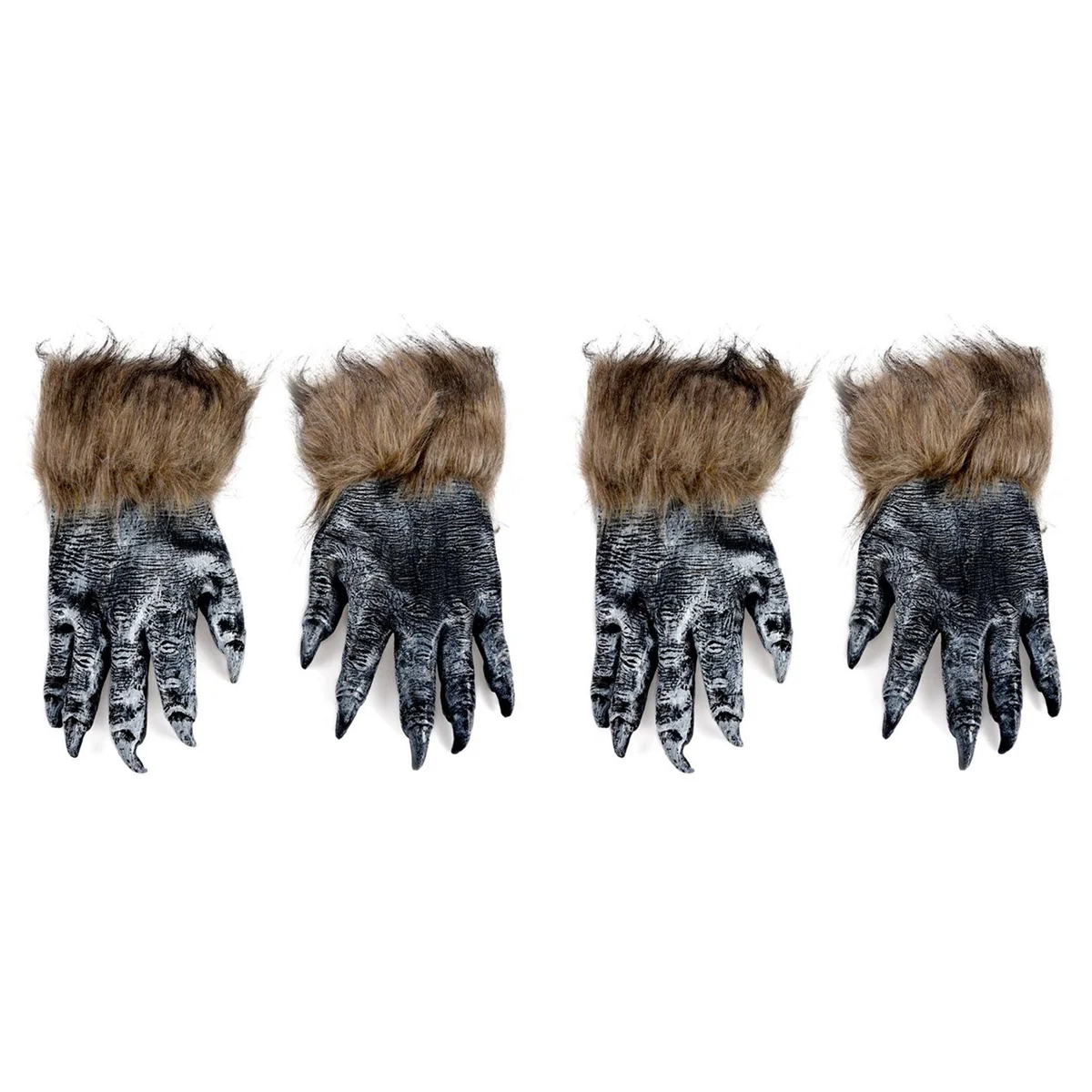 A72P 2 Pair Wolf Gloves Halloween Mask Animal Mask Set Masquerade Wolf (Size: L, Color: Black)