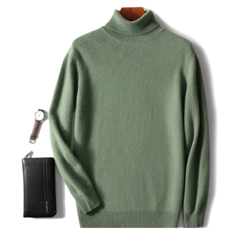 Men's 100% beautiful slave sweater winter lapel cashmere pullover warm soft sweater long sleeve business and leisure pullover.